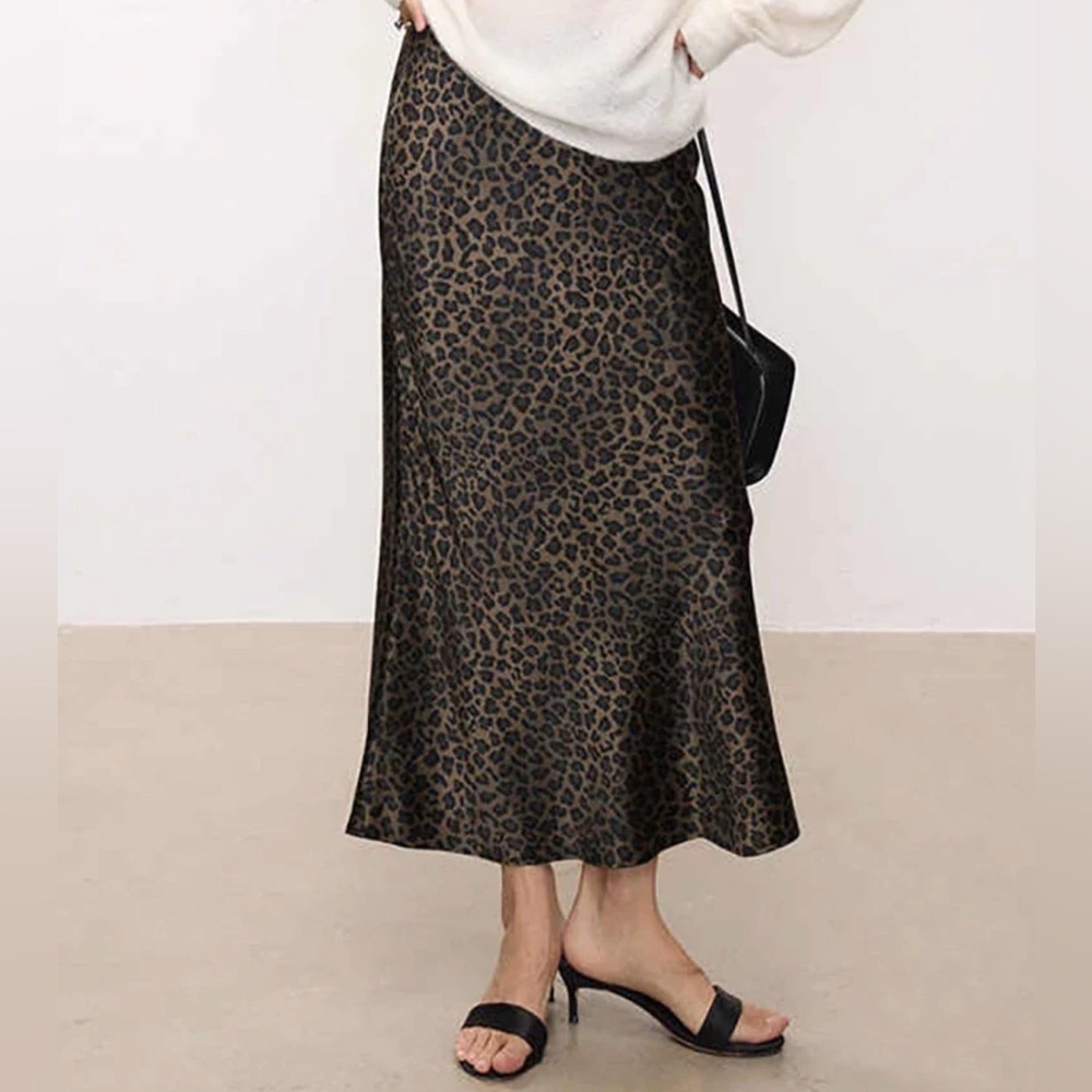 Blank NYC Leopard Print Midi Skirt - Brown and Black